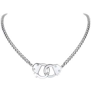 Adorable 9” long stainless steel handcuffed necklace